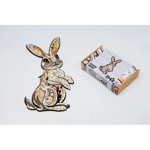 Фигурный деревянный пазл A4 Веселый Зайчик PuzA4-00759, 67 деталей - фото 2