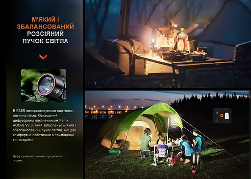 Ліхтар Fenix E35R + дифузор AOD-S V2.0 у подарунок | Лімітована серія - фото 18