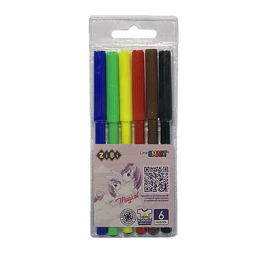Фломастеры ZiBi Smart Line Магия, 6 цветов, 4 шт.