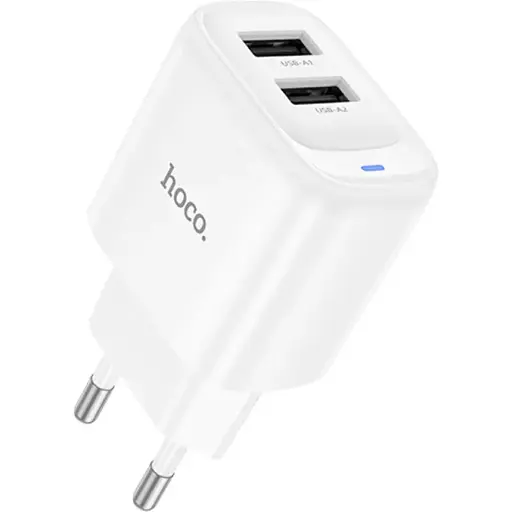 Сетевое зарядное устройство Hoco C141A 2 USB белый - фото 1