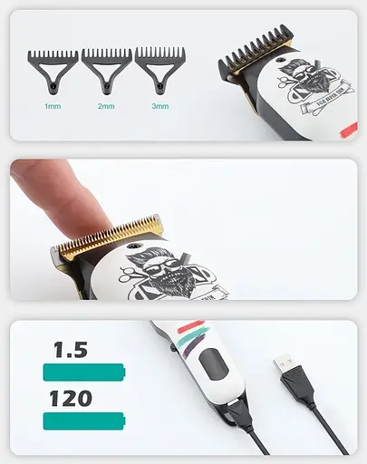 Акумуляторна машинка для стрижки волосся VGR V-971 з дисплеєм (4 насадки) - фото 6