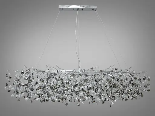 Эксклюзивная хрустальная люстра подвес вытянутой формы, 15 ламп, хром - фото 1