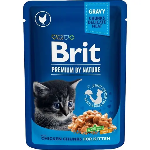 Влажный корм Brit Premium Cat Pouch для котят с курицей 100 г - фото 1