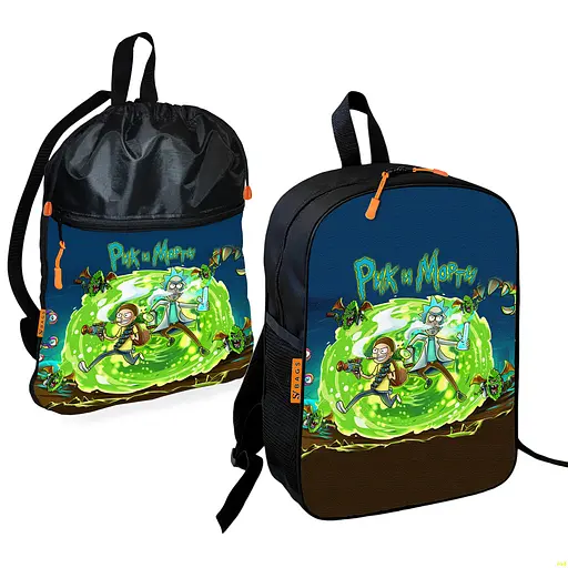 Шкільний рюкзак дитячий Рік і Морті + Сумка для взуття спортивної форми рюкзак-мішок хлопчикові (01815)