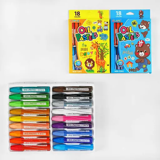 Масляна пастель C 60739 18 кольорів, в коробці (6900067607393) Рожевий - фото 1