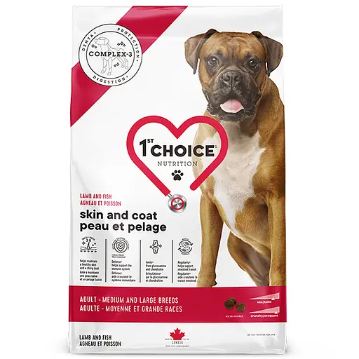 Сухий корм для дорослих собак середніх та великих порід 1st Choice Adult Skin and Coat з ягнятком та рибою 11 кг (65672101356) - фото 1