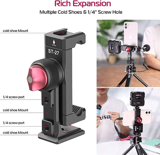 Держатель для смартфона Ulanzi ST-27 Metal Phone Tripod Mount Clip [80662] - фото 8