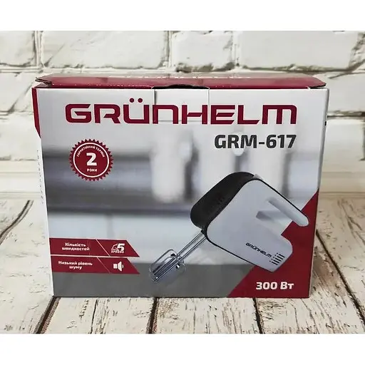 Ручний міксер Grunhelm GRM 617 300 Вт з насадками для замішування крутого тіста - фото 6