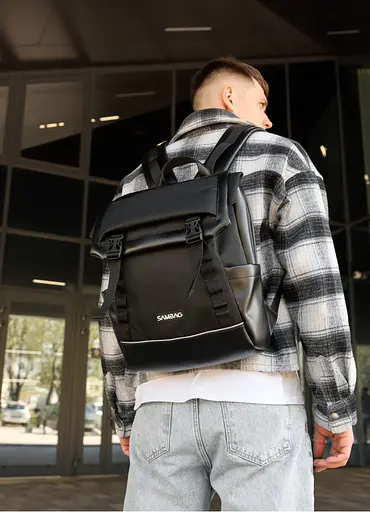 Чоловічий рюкзак Sambag Aura чорний 39 х 29 х 13 см (24551301m) - фото 2