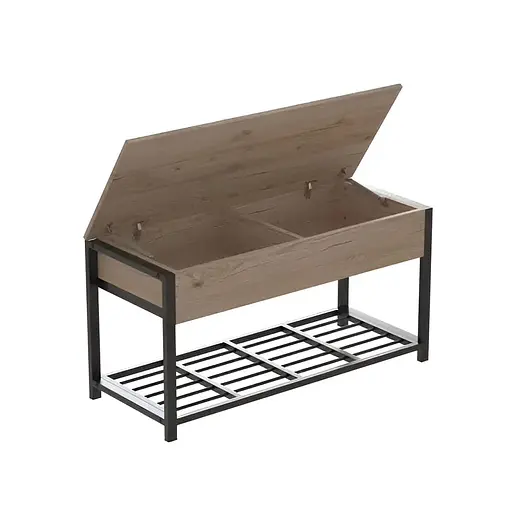 Банкетка з ящиком Ferrum-decor Дрейк 1 550x1000x400 метал Чорний ДСП Дуб Сан-Марино 16 мм (FRD-103046)