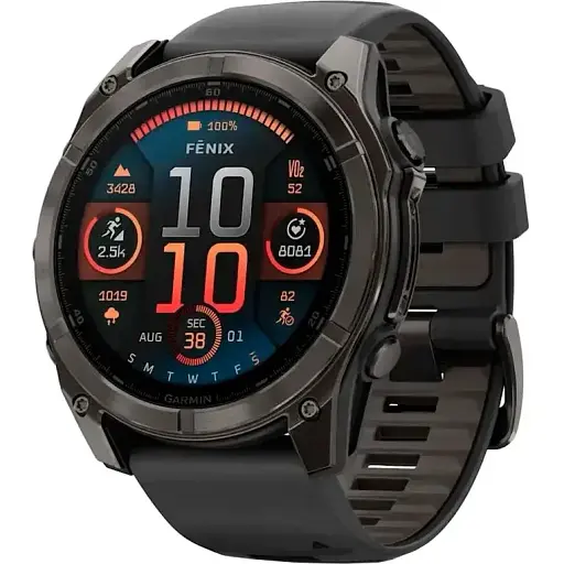 Смарт-часы Garmin Fenix 8 47mm AMOLED Sapphire Carbon Gray DLC Titanium with Black Silicone Band (010-02904-29) EU