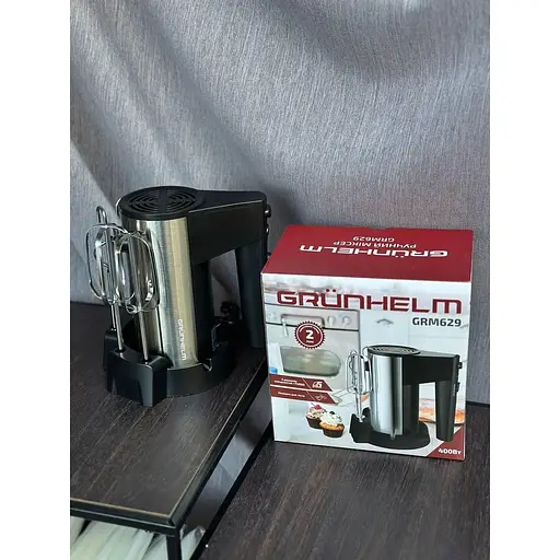 Ручний міксер Grunhelm GRM629 з підставкою для дому 5 швидкостей 2 насадки Чорний 400 Вт - фото 4