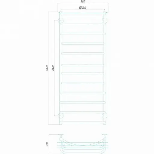 Рушникосушка водяна Deffi Юність П12 500х1200 мм нижнє підключення 30412 - фото 2