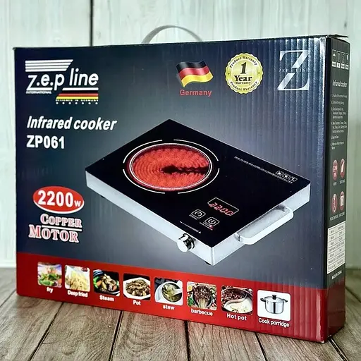 Плита одноконфорочная инфракрасная Zepline ZP-061 портативная плита 2200 Вт Стеклокерамика Черный - фото 10