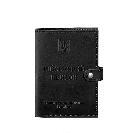 Кожаная обложка-портмоне для военного билета 15.0 черная Crazy Horse - фото 6