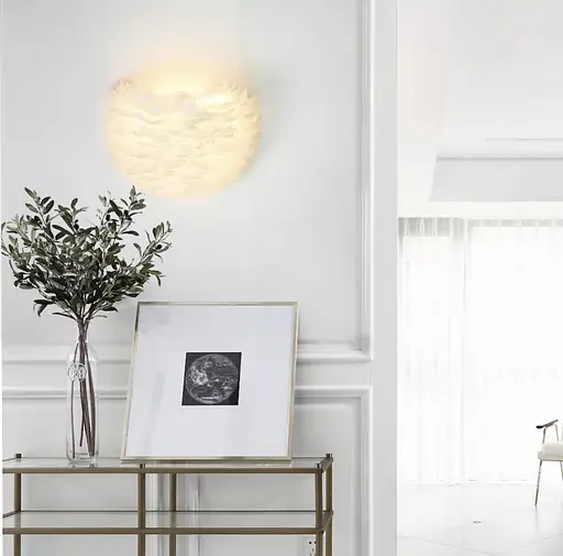 Настінний світильник із натурального білого пірʼя Line F WJU 83 WT - фото 4