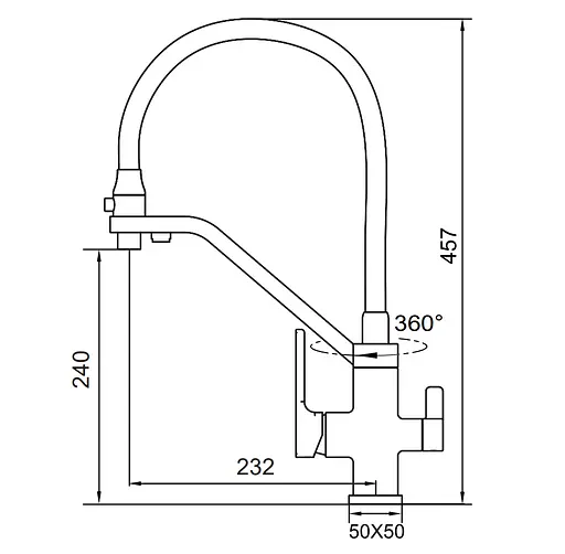 Смеситель для кухни на две воды Koer KB-72009-01 KR5006 Хром - фото 6