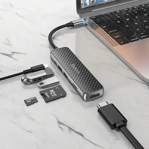 Хаб порт реплікатор Hoco Usb-C PD HB24 Easy display multi-F adapter - фото 2