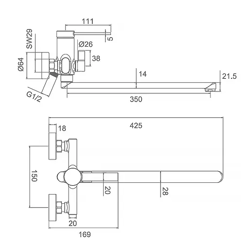 Змішувач для ванни Frap чорний F2267-6 Чорний матовий - фото 5