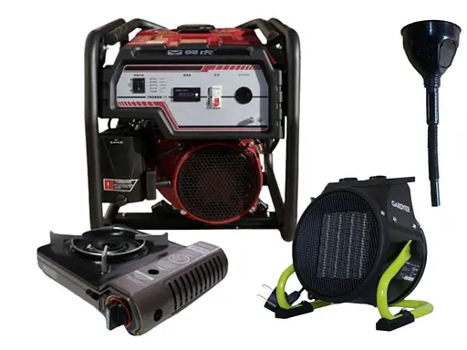 Бензиновий генератор EF Power 2,8/3,0 кВт, однофазний, ручний запуск + газова плитка Orcamp CK-505 + електричний обігрівач Gardyer HE2000 та лійка (KYH3600-IV(K)) - фото 1