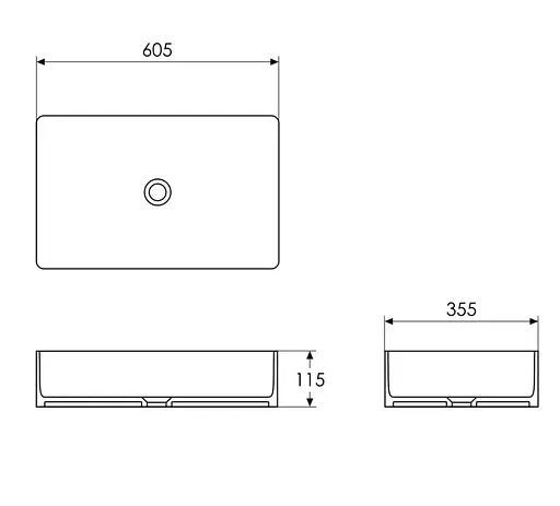 Умивальник накладний Imprese Black Edge 60,5x35,5x11,5 см білий/чорний i11099, Білий - фото 4