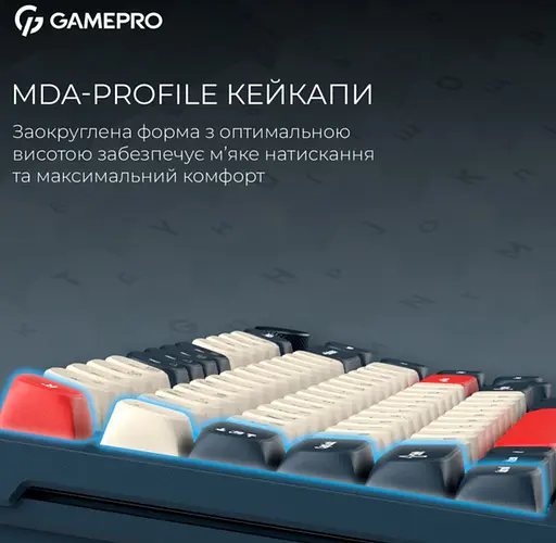 Клавиатура игровая механическая GamePro MK-266-BL Asgard Yord Keychron Super Red Switch Bluetooth 5.2/2.4 ГГц/USB Blue - фото 12