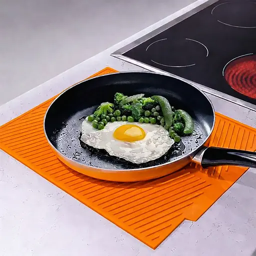 Силіконовий килимок для сушіння посуду зі зливом підставка-килимок для мокрого посуду 42х33 см Жовтогарячий Помаранчевий 88194 - фото 6