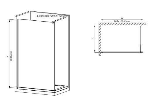 Душевая перегородка Mixxus Premium Flat SP01-100x200-TR хром Walk-In прозрачное стекло 8 мм MI6851, прозрачное, хром - фото 2