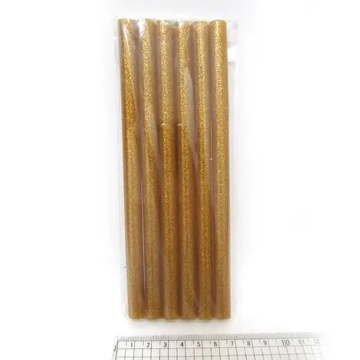 Клей-стержни для клеевого пистолета, Gold, 18 х 1.1 см, глиттер, 6 шт. в упаковке