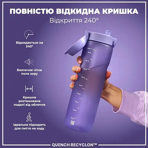 Пляшка для води ION8 1000 мл (ЕКО пляшка) BPA Free Light Purple (I8RF1000PERI) - фото 3