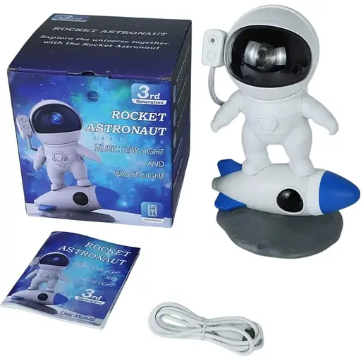 Проектор зоряного неба DKT Астронавт на ракеті (13 галактик) White [111480] - фото 4