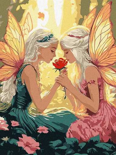 Набір для розпису по номерах Феї серед квітів, Ideyka, 30x40 см, КНО8575