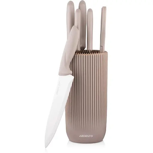 ARDESTO Набір ножів з блоком Gemini, 7 предметів, нержавіюча сталь, пластик, бежевий