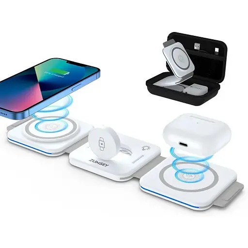 Складаний бездротовий зарядний пристрій ZUMSEY 3 в 1 для Apple - фото 4