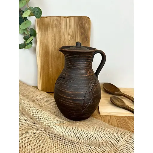 Глек 2.5 літра керамічний (глиняний) різьблений з ручкою Колосок