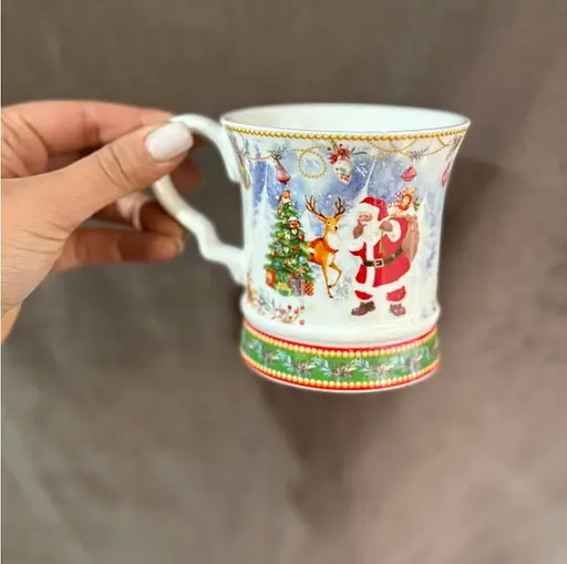 Чайный набор 2 чашки R36272 Санта керамика в подарочной упаковке 280 мл Белая - фото 4