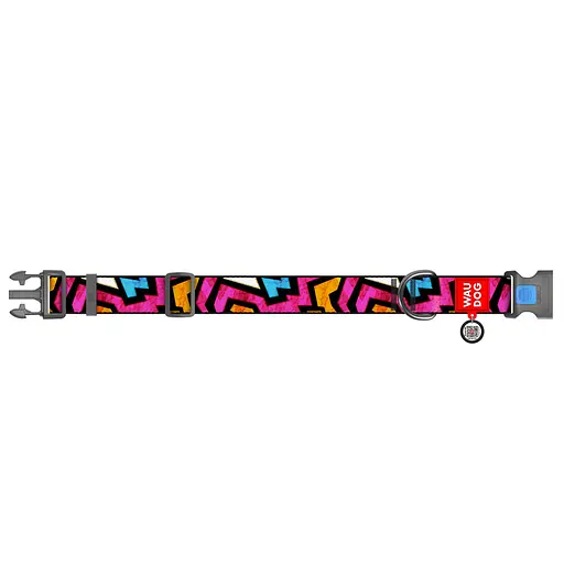 Ошейник для собак нейлоновый Waudog Nylon с QR-паспортом "Граффити" пластиковый фастекс XXL Ш 35 мм Д 46-70 см - фото 2