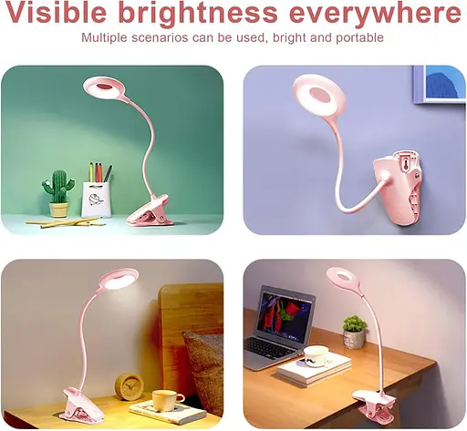 Світлодіодна лампа для читання з кріпленням на кліпсі USB, 3 колірних режими 10 рівнів яскравості - фото 3