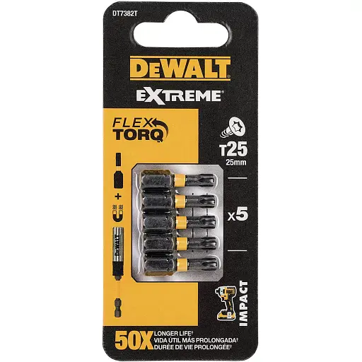 Набір біт DeWalt Impact Torsion ударні Torx Т25 L=25 мм 5 шт. (DT7382T) - фото 4