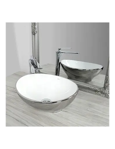 Умивальник Rea Sofia silver/white накладний REA-U0420, Хром - фото 3