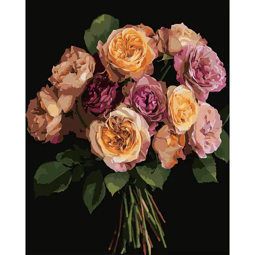 Картина по номерам Strateg Оранжевый букет на черном фоне 40 x 50 см (AH1279) - фото 1