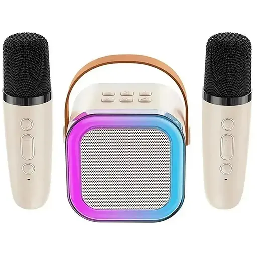 Детская портативная Bluetooth колонка с 2 микрофонами 10Вт с RGB подсветкой Мини караоке 2000mAh K12 - фото 1