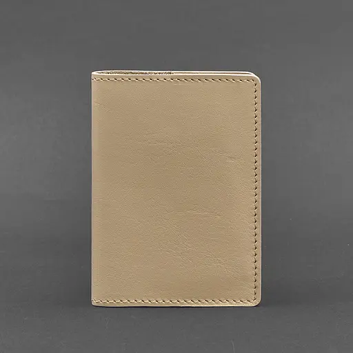 Кожаная обложка для паспорта и военного билета 1.3 светло-бежевая - фото 6