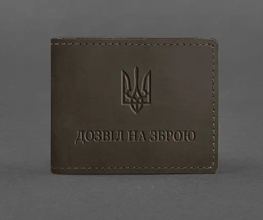 Кожаная обложка для разрешения на оружие темно-коричневая Crazy Horse - фото 1