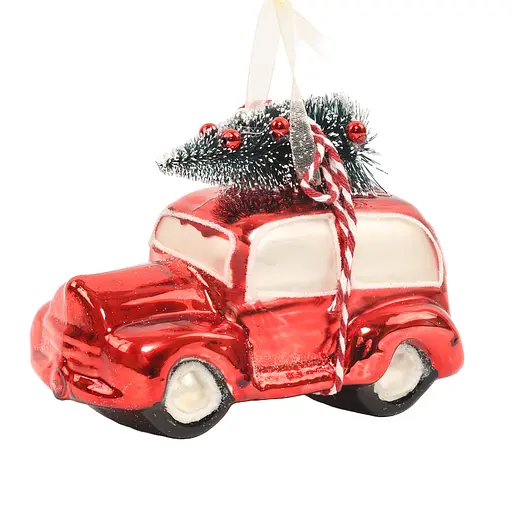 Елочное украшение "Красная машинка с елкой" 7,3*12,1*9,8 см, YQ1405204