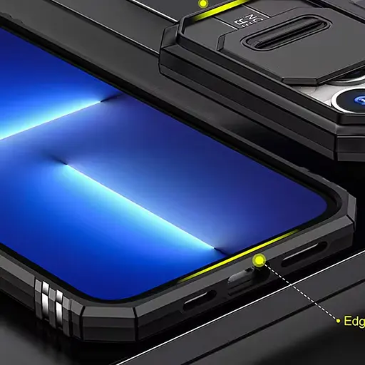 Ударостійкий чохол Epik Camshield Army Ring для Apple iPhone 13/14, 6.1 Чорний/Black - фото 3