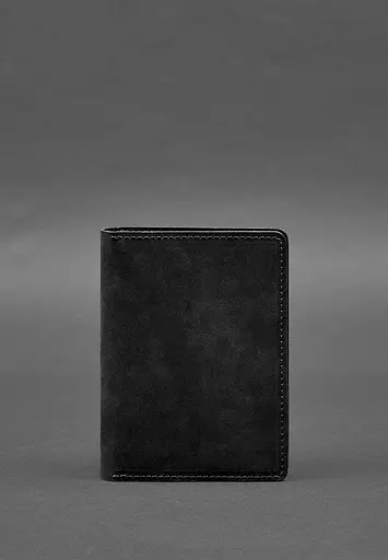 Кожаная обложка-органайзер для документов 6.1 черный Crazy Horse - фото 2