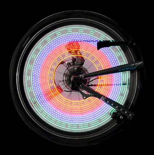 Велосипедная разноцветная светодиодная подсветка колес велосипеда Spoke light 16 LED 32 вело узора - фото 9