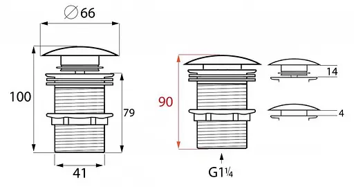 Донний клапан для умивальника Yoka click-clack L.gold без переливу BK.POP-14-BP-GLD, Золотий - фото 3