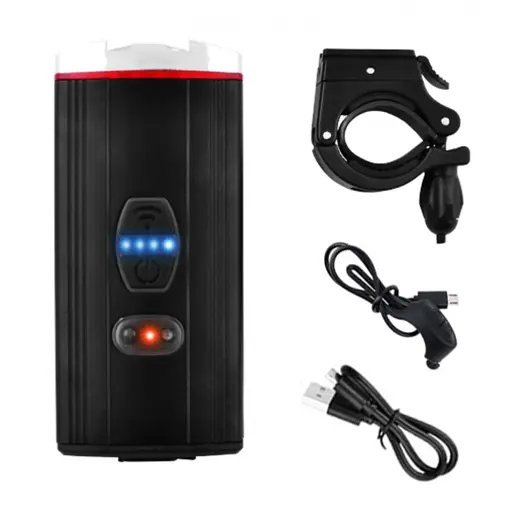 Велосипедный фонарь фара XA582-2Т6 + звонок + кнопка + microUSB + Power Bank (6 режимов звонка) - фото 2